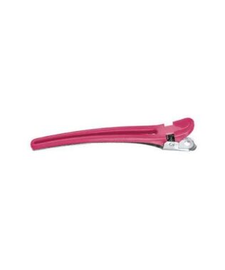 Clips profesional din plastic si aluminiu cromat culoare roz 10 buc. – Comair Professional