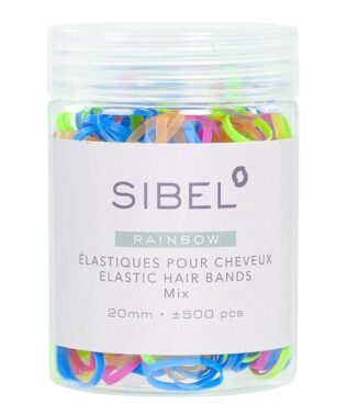 Elastice profesionale pentru par colorate Rainbow mixate  20 mm x 500 buc.