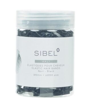Elastice negre Kali Sinelco din silicon pentru par 35 mm, 250 buc