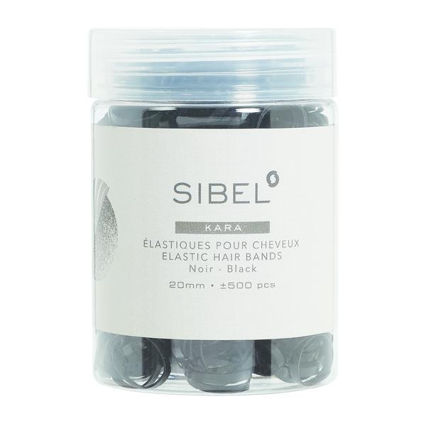 Elastice negre Kara Sibel din silicon pentru par 20 mm, 500 buc