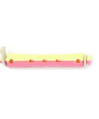 Set 12 bucati bigudiuri din plastic cu elastic pentru permanent Rosu &Galben 60 mm x grosime 9 mm