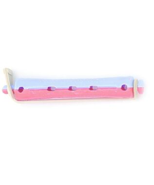 Set 12 bucati bigudiuri din plastic cu elastic pentru permanent Rosu &Albastru 60 mm x grosime 10 mm