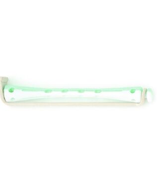 Set 12 bucati bigudiuri profesionale din plastic cu elastic pentru permanent culoare Verde & Alb 80 mm x grosime 6 mm