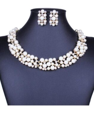 Set cercei + colier elegant din perle tip Efb nr.17