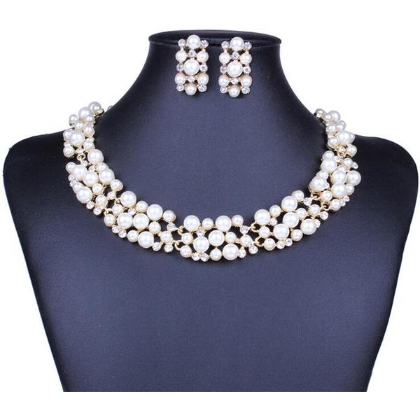 Set cercei + colier elegant din perle tip Efb nr.17
